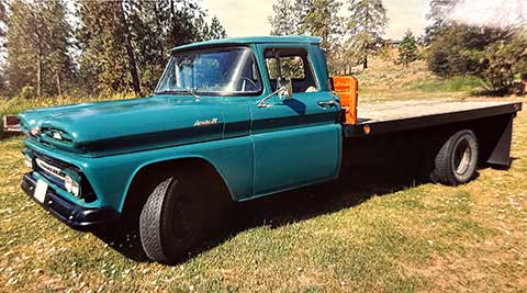 1961 CHEVY 1 TON FLAT BED, 235 6 CLY, 4 SPEED