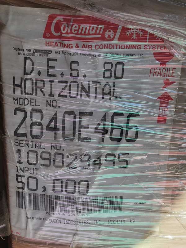 NEW COLEMAN GAS FURNACE