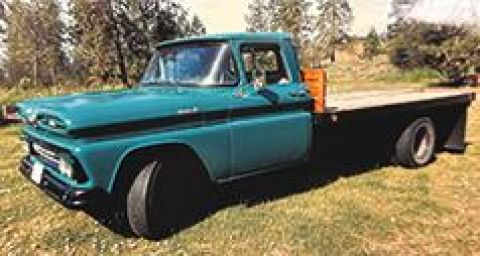 1961 CHEVY 1 TON FLAT BED, 235 6 CLY, 4 SPEED