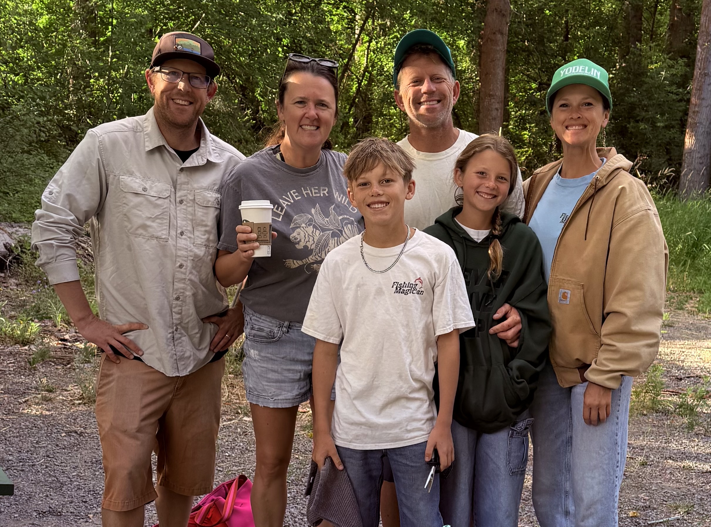 The Fiske family setting up for a successful Kids Fishing Day at Blackbird Island Pond in Leavenworth.