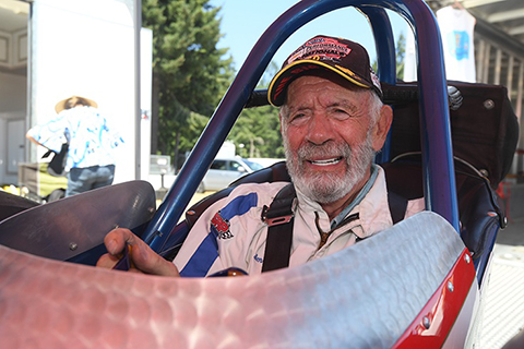 Jerry Ruth in his refurbished nostalgia top fuel car.<