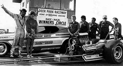 Jerry Ruth, seen here at the Deer Park Drag Strip following twin wins in NHRA Division 6 funny car and top fuel. Ruth passed away July 1 at age 87. NHRA photos