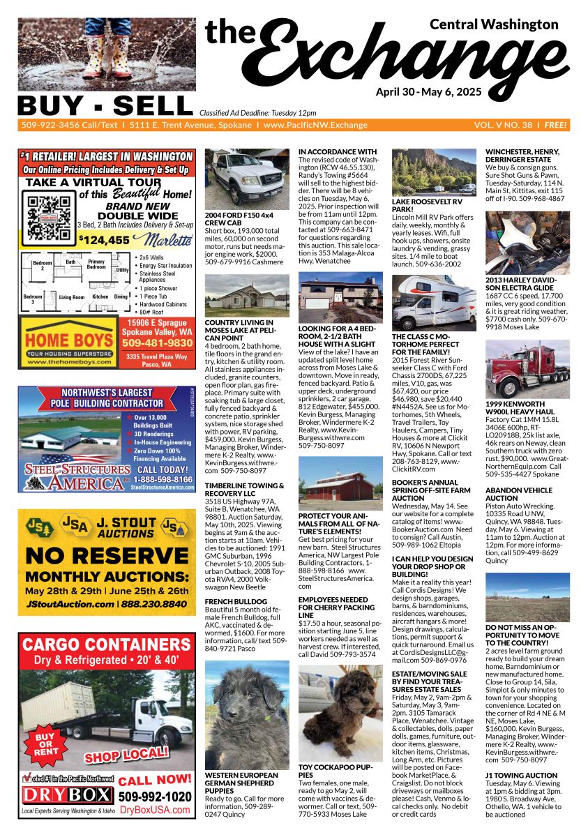 Front Cover of the Wenatchee/Moses Lake edition of the Exchange