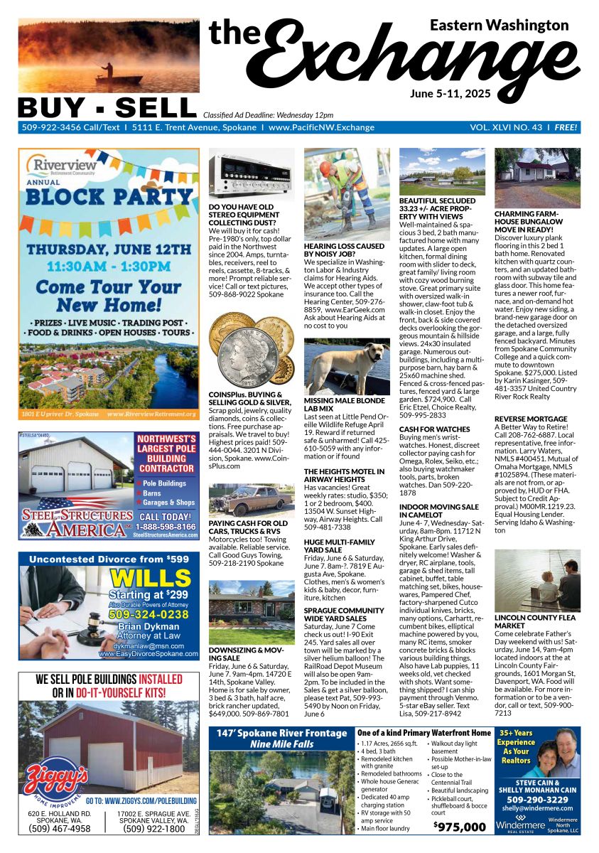 Front cover of Eastern Washington edition of the Exchange