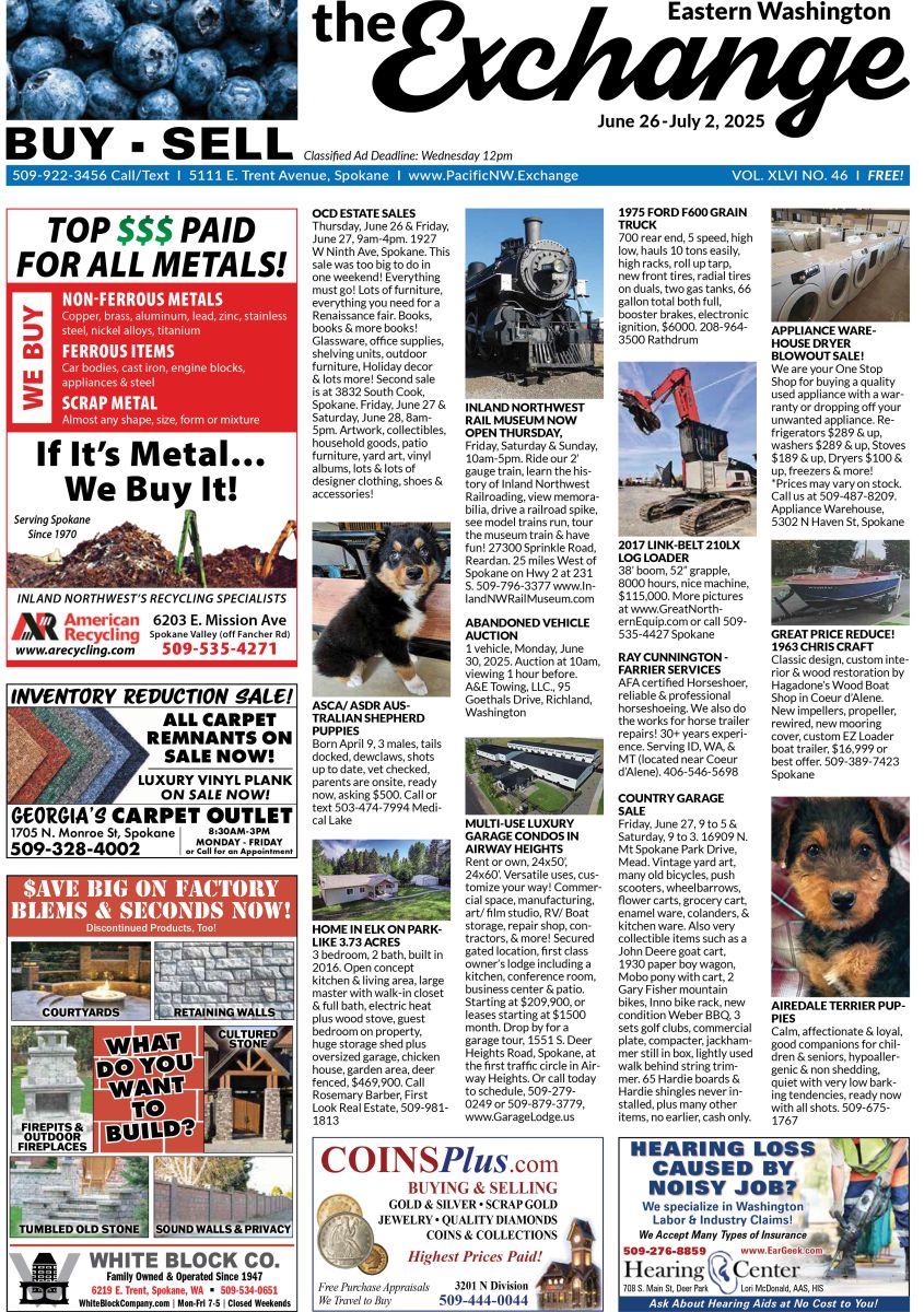 Front cover of Eastern Washington edition of the Exchange