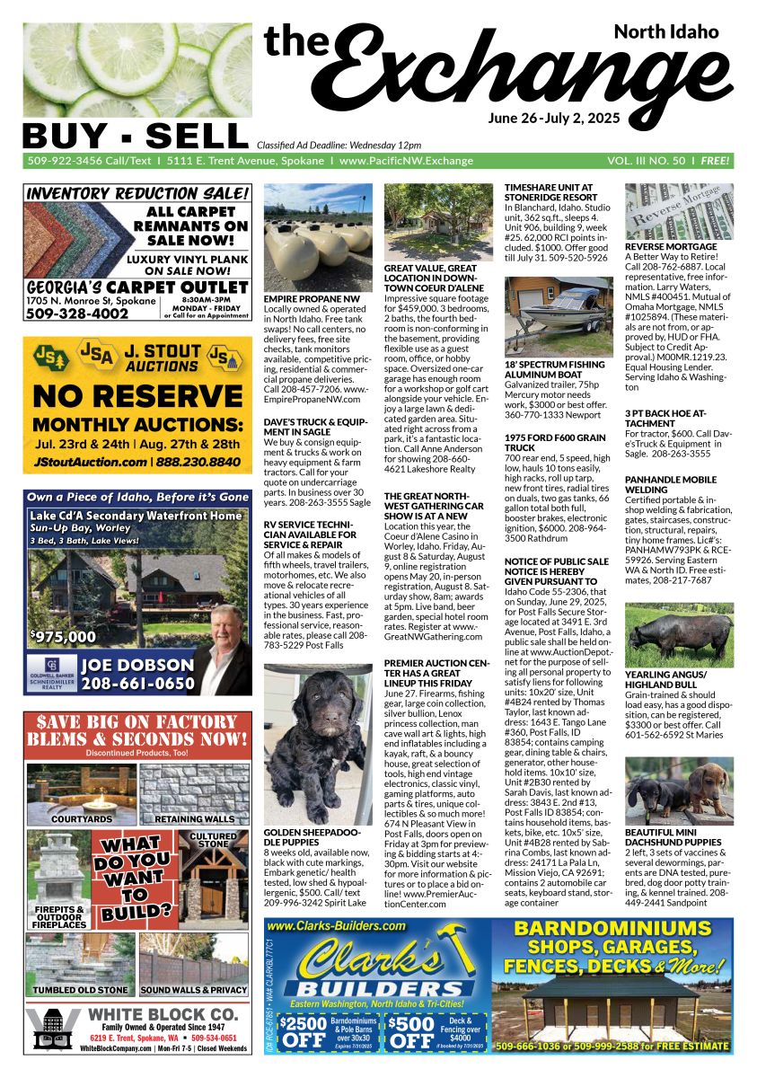 Front Cover of the North Idaho edition of the Exchange