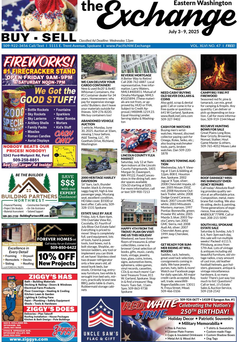 Front cover of Eastern Washington edition of the Exchange