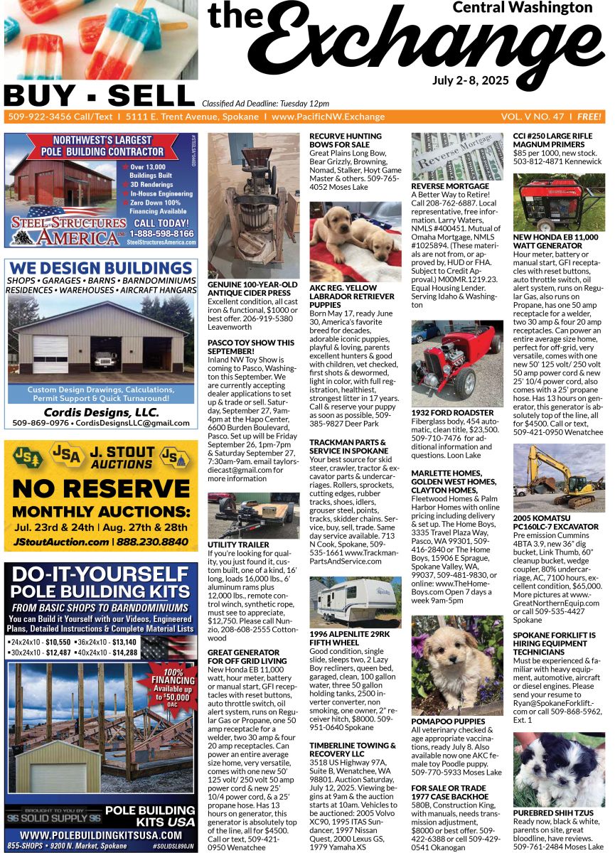 Front Cover of the Wenatchee/Moses Lake edition of the Exchange