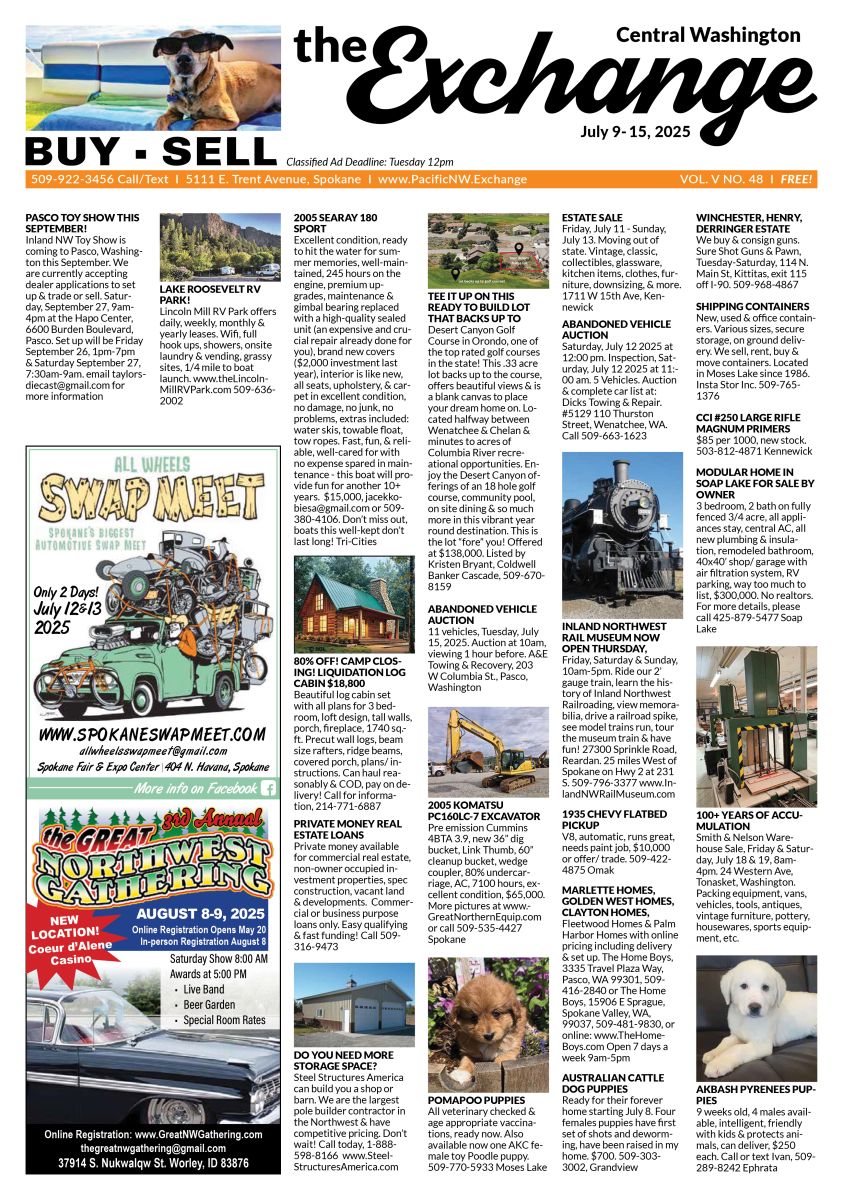 Front Cover of the Wenatchee/Moses Lake edition of the Exchange