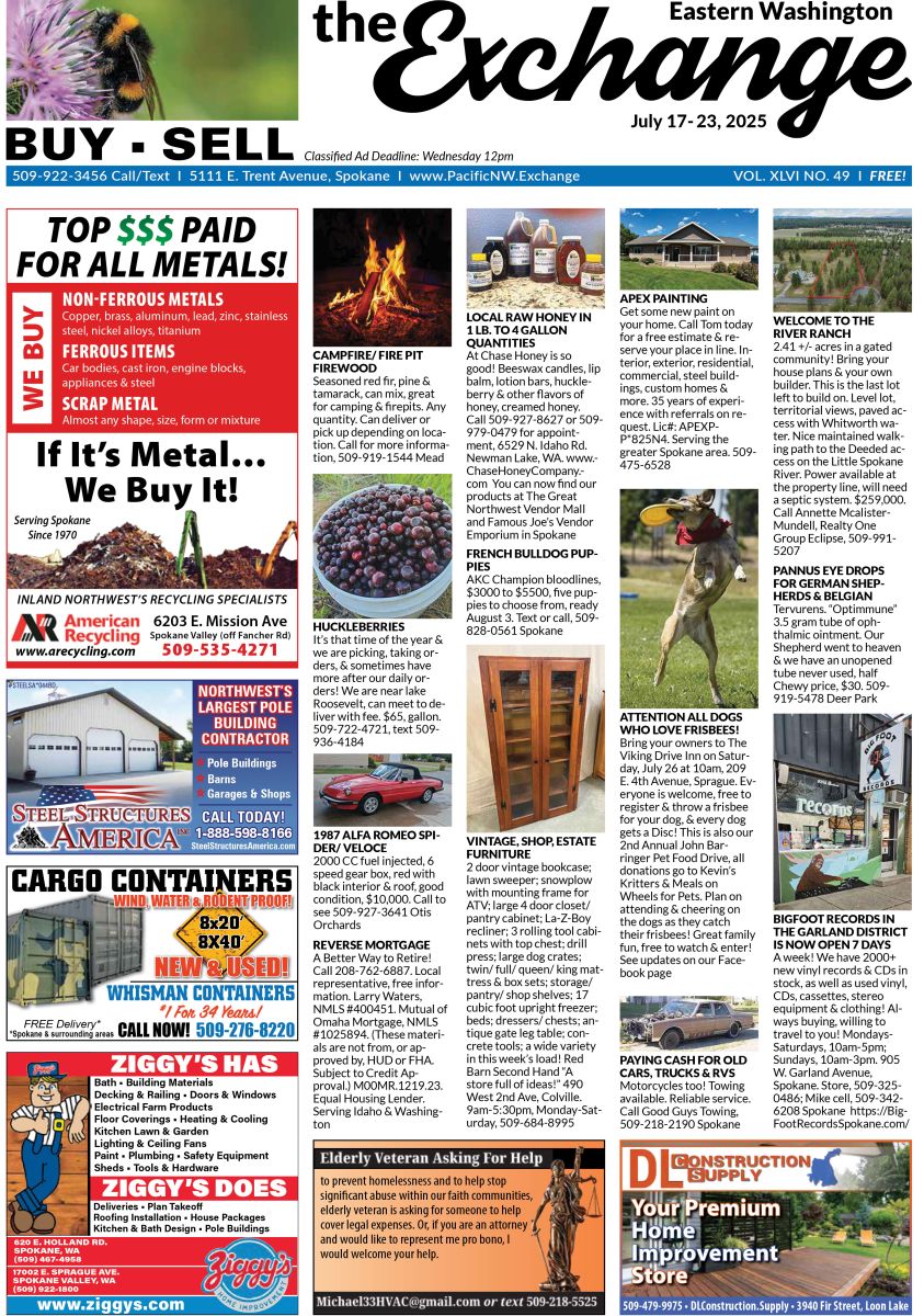 Front cover of Eastern Washington edition of the Exchange