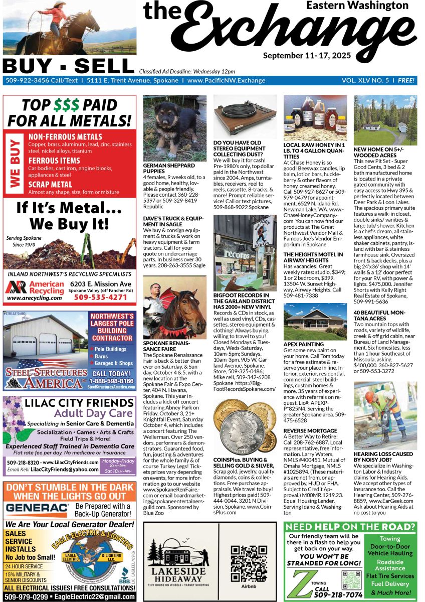 Front cover of Eastern Washington edition of the Exchange