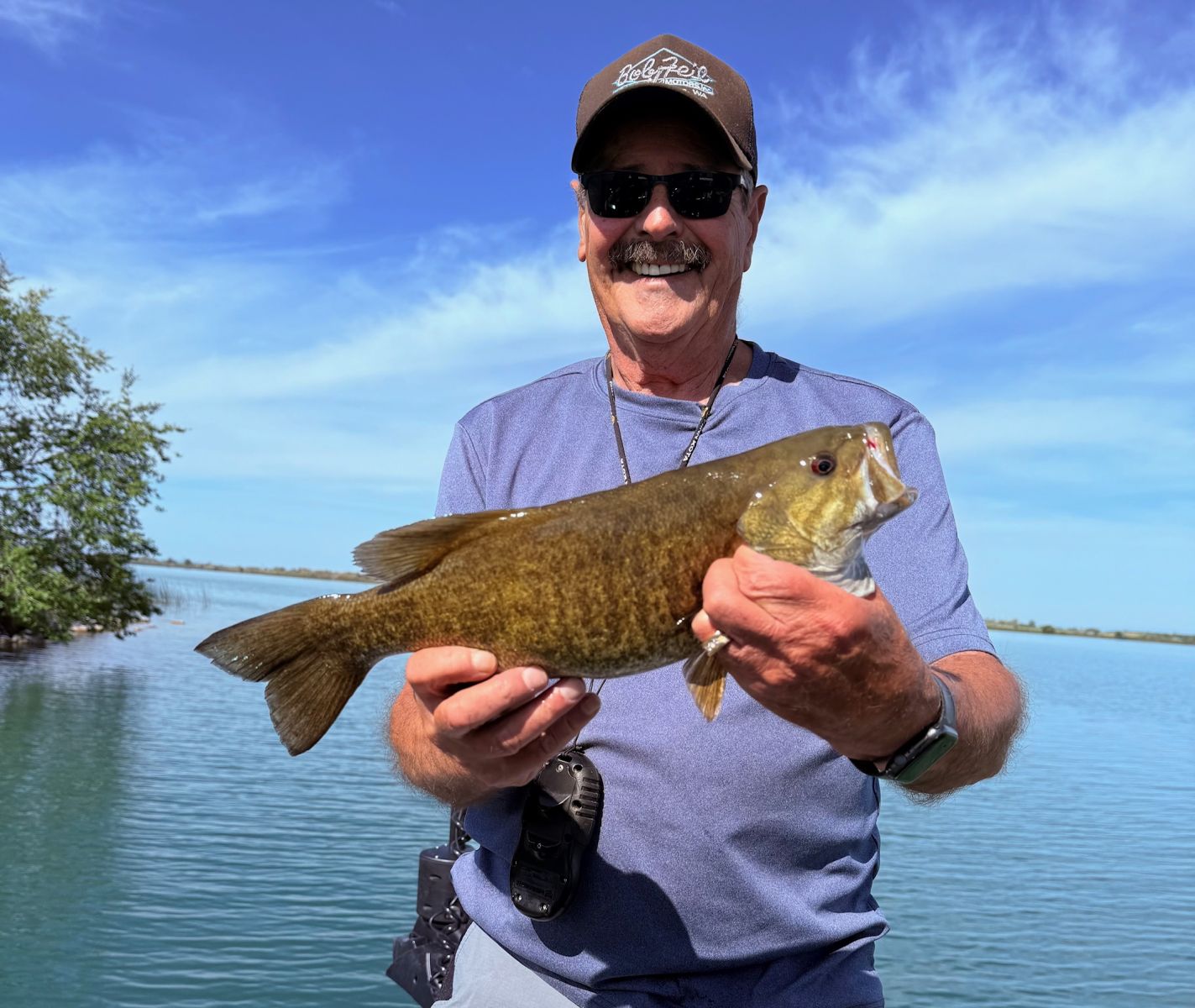 A small largemouth bass caught near Gaileys Island on Moses Lake during a bass fishing trip with Tom Verschueren.