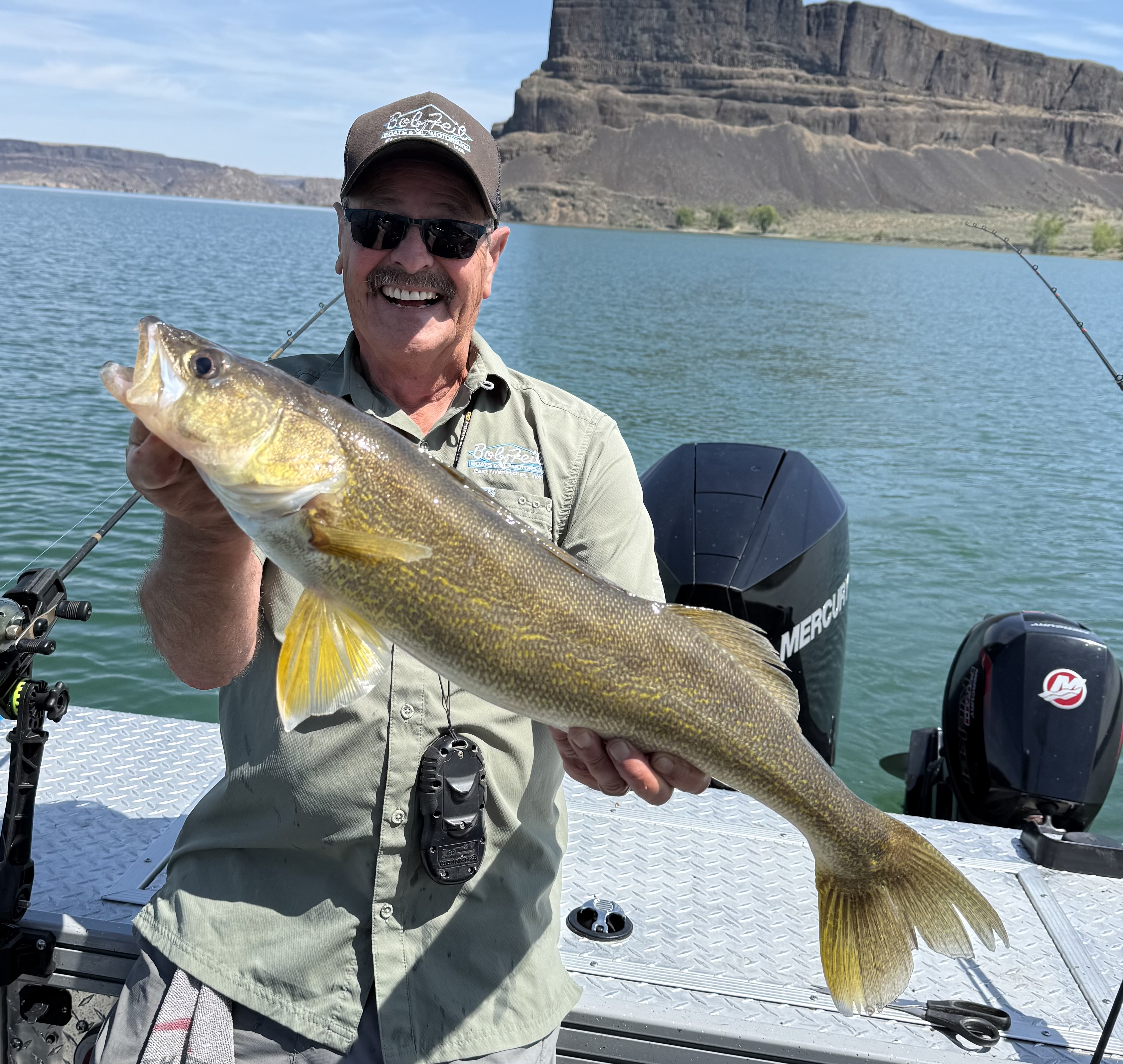 Whitney Graybill fishing at Banks Lake during a Father’s Day trip, targeting walleye and smallmouth bass along the Million Dollar Mile.